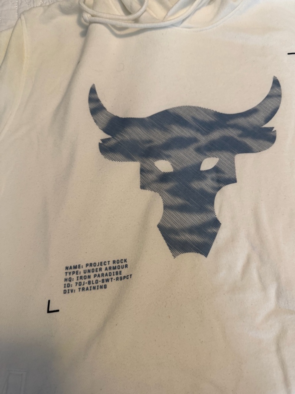 Under Armour Project Rock White Tank Top with Blue Bull Logo